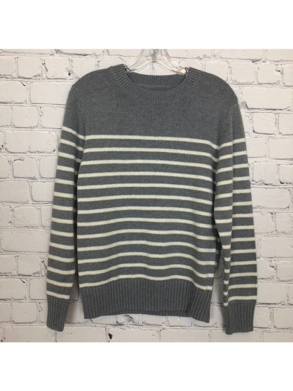 Long Wharf Gray Stripe Sweater Size S